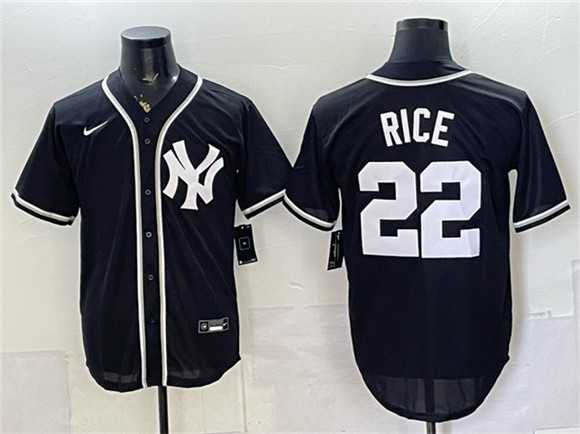Mens New York Yankees #22 Ben Rice 2026 Fashion Replica Black Out Stitched Jersey