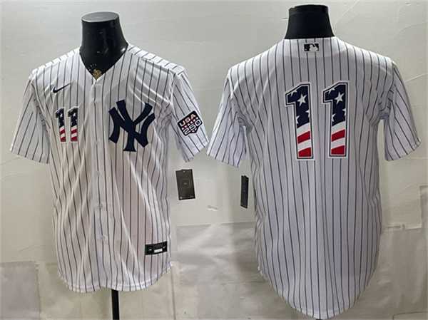 Mens New York Yankees #11 Anthony Volpe White 2026 USA 250 Fourth of July Home Stadium Stitched Baseball Jersey Dzhi