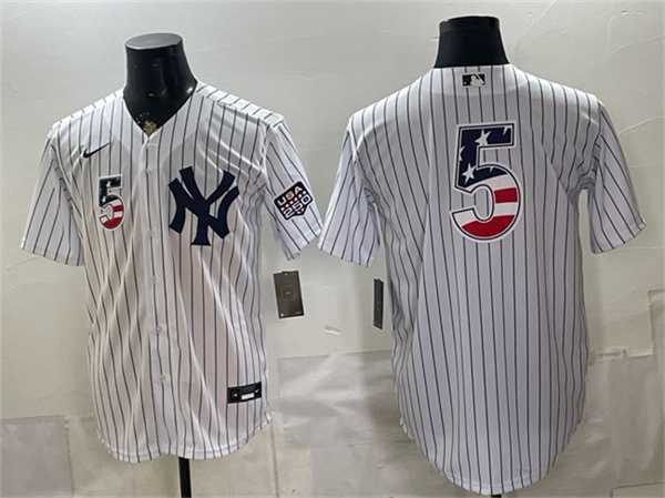 Mens New York Yankees #5 Joe DiMaggio White 2026 USA 250 Fourth of July Home Stadium Stitched Baseball Jersey Dzhi