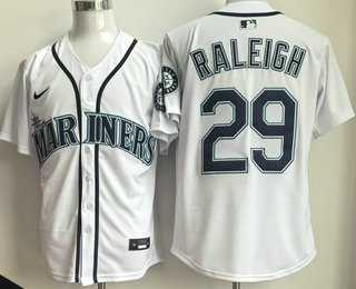 Mens Seattle Mariners #29 Cal Raleigh White Limited Jersey