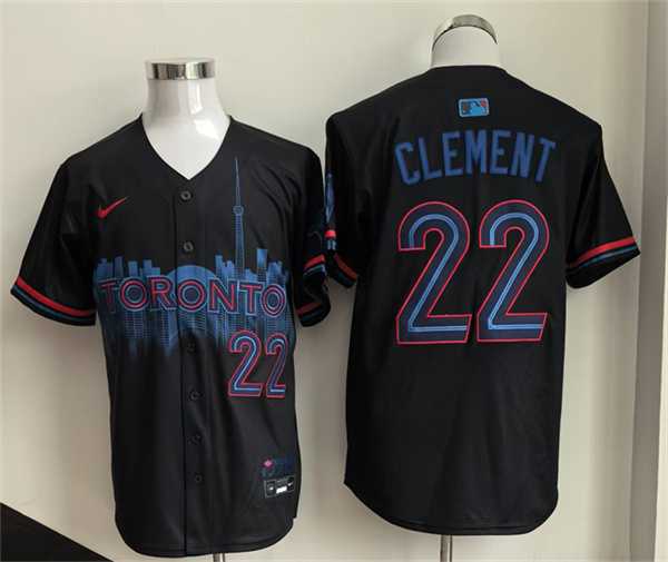 Mens Toronto Blue Jays #22 Ernie Clement Navy 2024 City Connect Limited Stitched Jersey