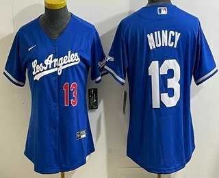 Womens Los Angeles Dodgers #13 Max Muncy Blue Alternate Stadium Jersey->mlb womens jerseys->MLB Jersey