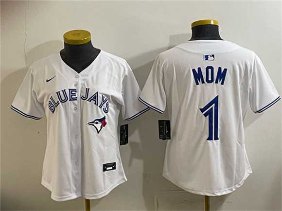 Womens Toronto Blue Jays #1 Mom White Limited Stitched Jersey(Run Small)->mlb womens jerseys->MLB Jersey