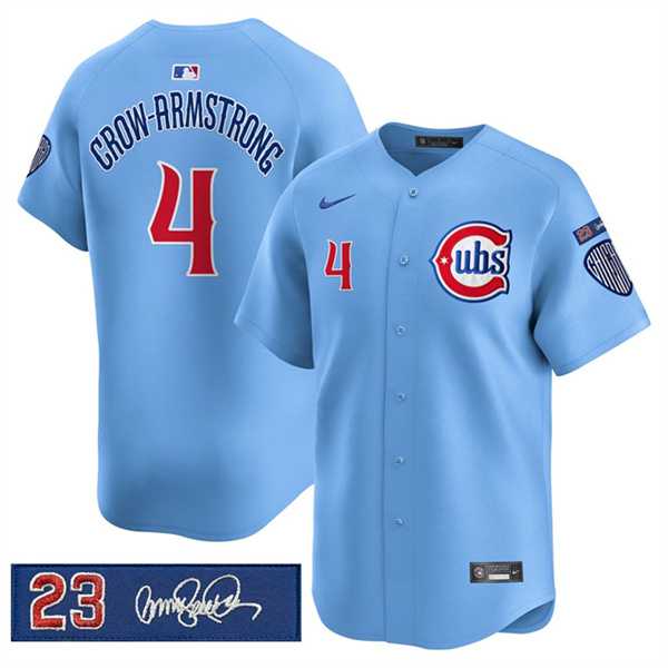 Mens Chicago Cubs #4 Pete Crow-Armstrong Blue Ryne Sandberg Tribute Vapor Limited V3 Stitched Jersey Dzhi