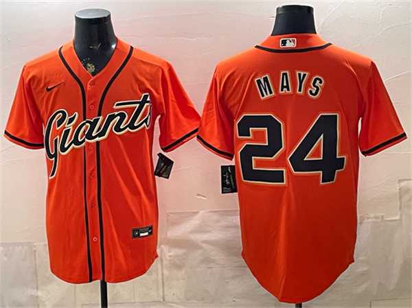 Mens San Francisco Giants #24 Willie Mays Orange Cool Base Stitched Jersey