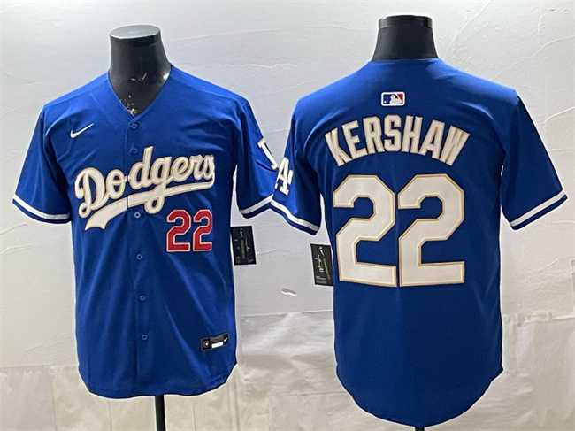 Mens Los Angeles Dodgers #22 Clayton Kershaw Royal Limited Stitched Jersey