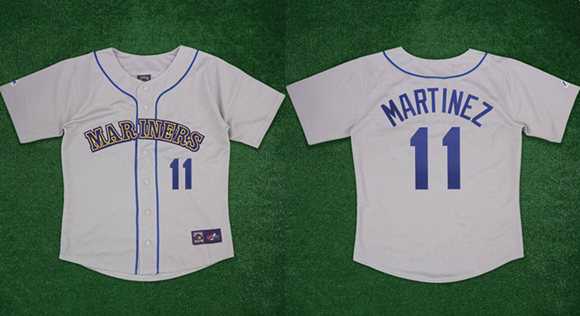 Mens Seattle Mariners #11 Edgar Martinez Gray 1989 Stitched Jersey->seattle mariners->MLB Jersey