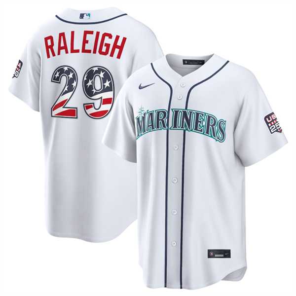 Mens Seattle Mariners #29 Big Dumper White USA 250 Fourth of July Home Stitched Jersey Dzhi->seattle mariners->MLB Jersey
