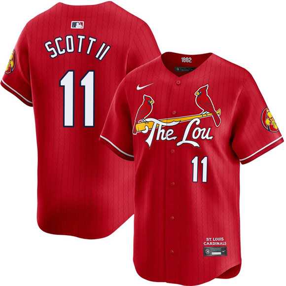 Mens St. Louis Cardinals #11 Victor Scott II Red City Connect Limited Stitched Jersey Dzhi