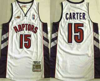 Mens Toronto Raptors #15 Vince Carter White 2000 Hardwood Classics Soul AU Throwback Jersey