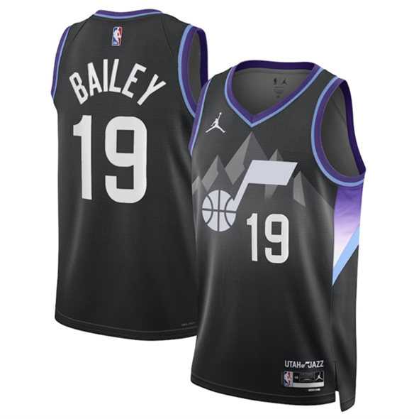 Mens Utah Jazz #19 Ace Bailey Black 2024-25 Draft Statement Edition Stitched Jersey Dzhi