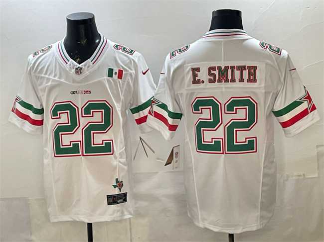 Mens Dallas Cowboys #22 Emmitt Smith 2024 Mexico White F.U.S.E. Stitched Jersey