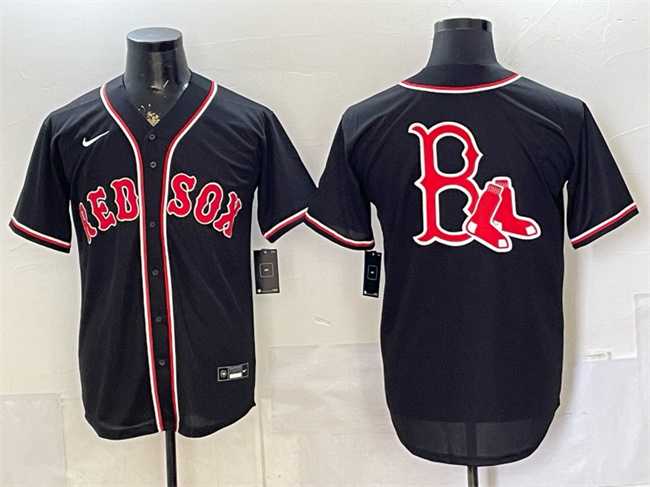 Mens Boston Red Sox Team Big Logo 2026 Fashion Replica Black Out Stitched Jersey Dzhi
