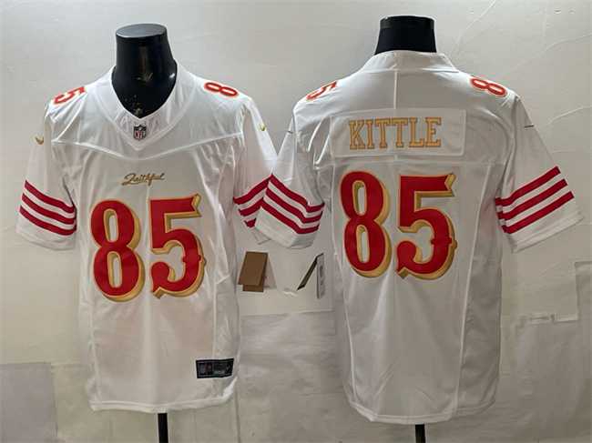 Mens San Francisco 49ers #85 George kittle White Gold 2025 F.U.S.E. Rivalries Vapor Limited Stitched Jersey