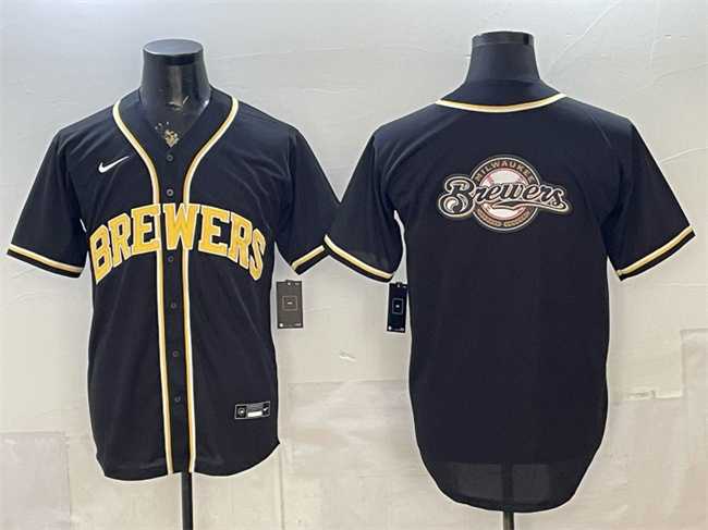 Mens Milwaukee Brewers Team Big Logo 2026 Fashion Replica Black Out Stitched Jersey Dzhi