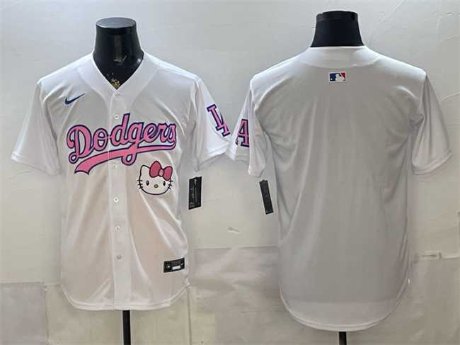 Mens Los Angeles Dodgers Blank White Hello Kitty Night Stitched Jersey Dzhi
