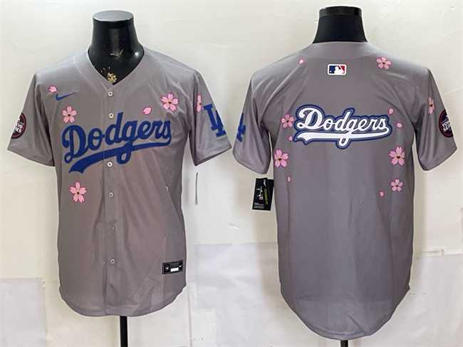 Mens Los Angeles Dodgers Team Big Logo Grey 2025 Tokyo Series Limited Stitched Jersey Dzhi
