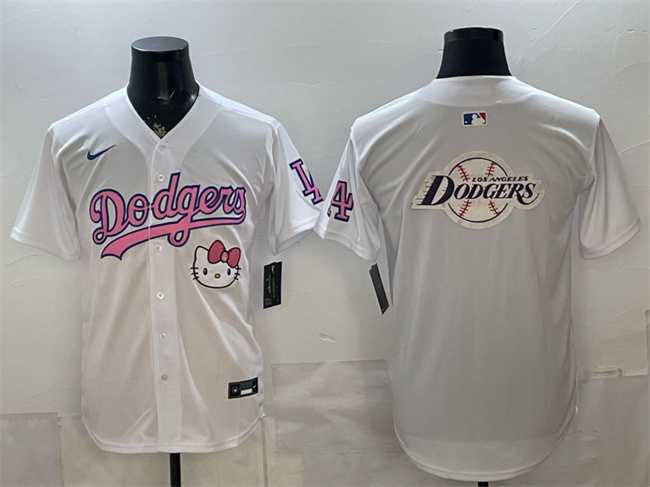 Mens Los Angeles Dodgers Team Big Logo White Hello Kitty Night Stitched Jersey Dzhi