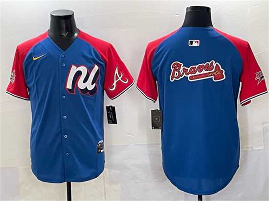 Mens National League Atlanta Braves Team Big Logo Blue Red Alternate 2025 All-Star Edition Limited Stitched Jersey