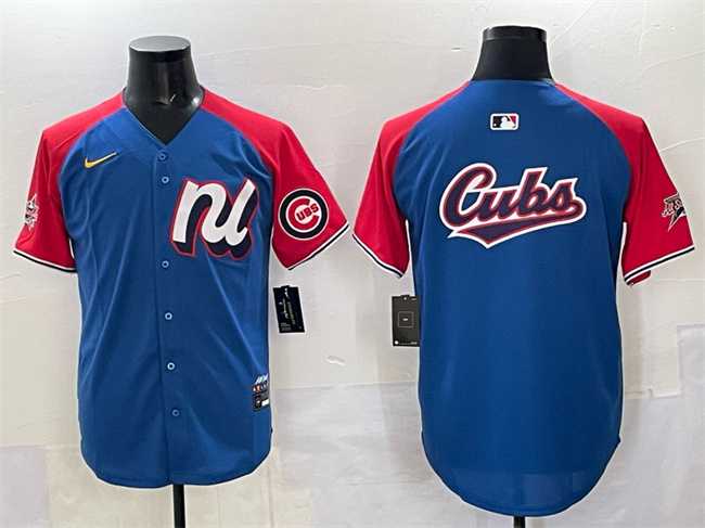 Mens National League Chicago Cubs Team Big Logo Blue Red Alternate 2025 All-Star Edition Limited Stitched Jersey