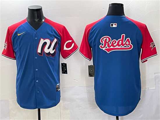 Mens National League Cincinnati Reds Team Big Logo Blue Red Alternate 2025 All-Star Edition Limited Stitched Jersey