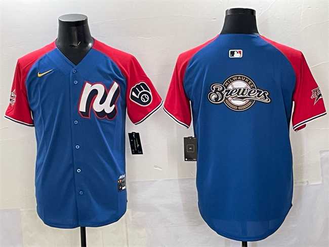 Mens National League Milwaukee Brewers Team Big Logo Blue Red Alternate 2025 All-Star Edition Limited Stitched Jersey