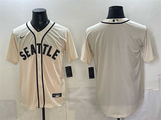 Mens Seattle Mariners Blank Cream Alternate Stitched Jersey