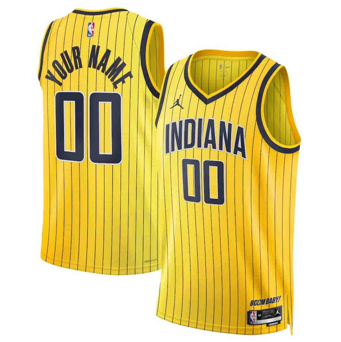 Mens Indiana Pacers Active Player Custom Yellow 2026-27 Statement Edition Swingman Stitched Basketball Jersey