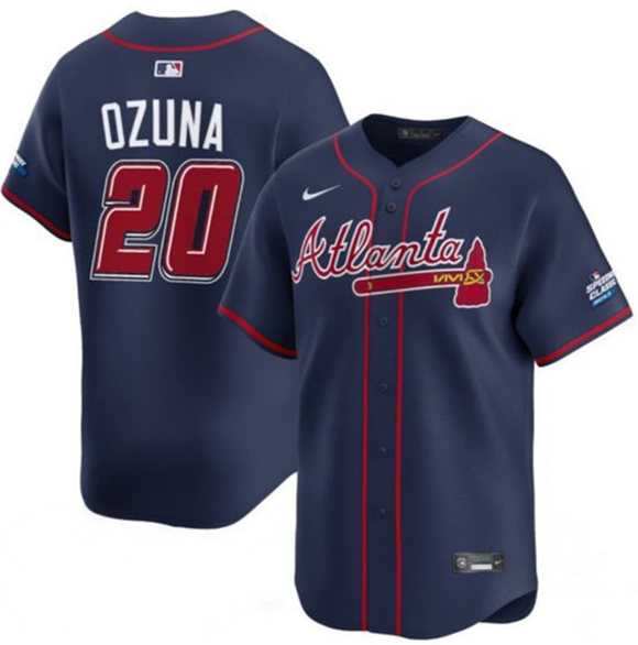 Mens Atlanta Braves #20 Marcell Ozuna Navy 2025 Speedway Classic Alternate Limited Stitched Jersey Dzhi
