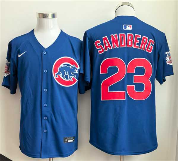 Mens Chicago Cubs #23 Ryne Sandberg Royal Limited Stitched Jersey