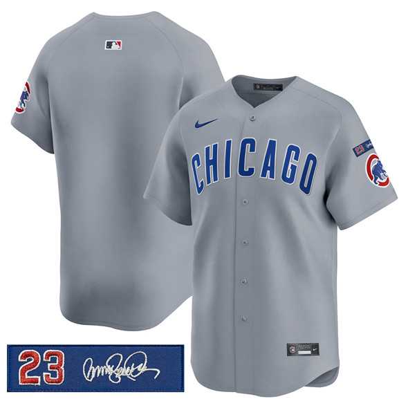 Mens Chicago Cubs Blank Gray Ryne Sandberg Tribute Vapor Limited V3 Stitched Jersey Dzhi