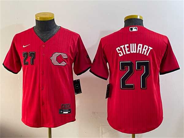 Womens Cincinnati Reds #27 Sal Stewart Red 2026 City Connect Stadium Stitched Jersey
