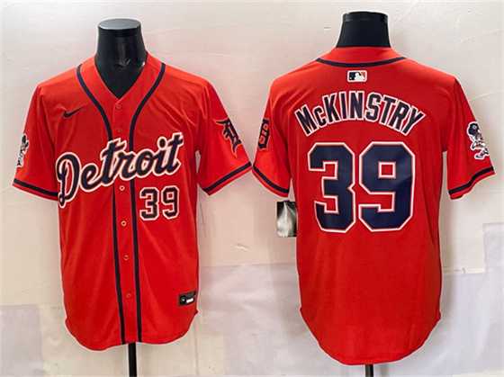 Mens Detroit Tigers #39 Zach McKinstry Orange With Patch Vapor Premier Limited Stitched Jersey