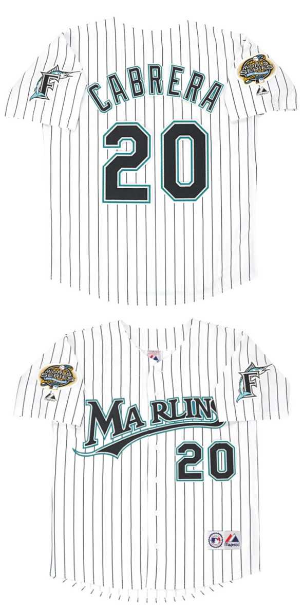 Mens Miami Marlins #20 Miguel Cabrera White 2003 Throwback Stitched Jersey