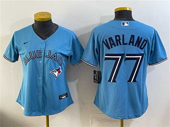 Womens Toronto Blue Jays #77 Louis Varland Blue Stitched Jersey