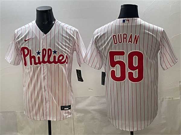 Mens Philadelphia Phillies #59 Jhoan Duran White Cool Base Stitched Jersey