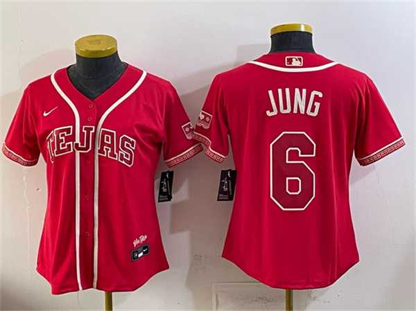 Womens Texas Rangers #6 Josh Jung Red 2026 City Connect Stadium Stitched Jersey