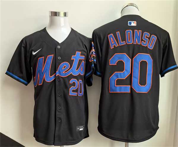 Mens New York Mets #20 Pete Alonso Black 2025 Stitched Jersey