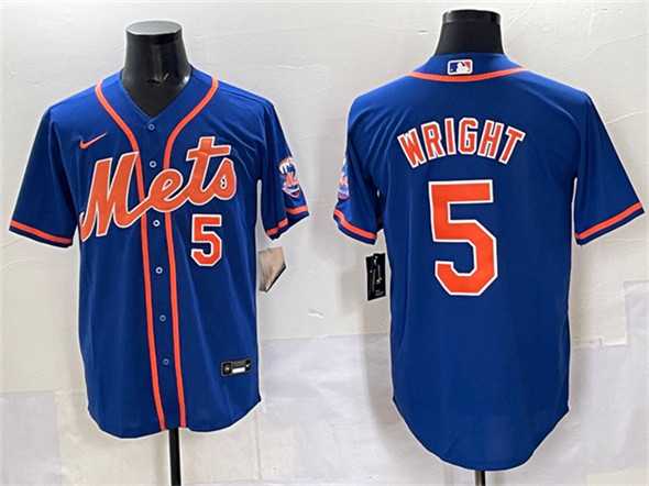 Mens New York Mets #5 David Wright Blue Cool Base Stitched Jersey