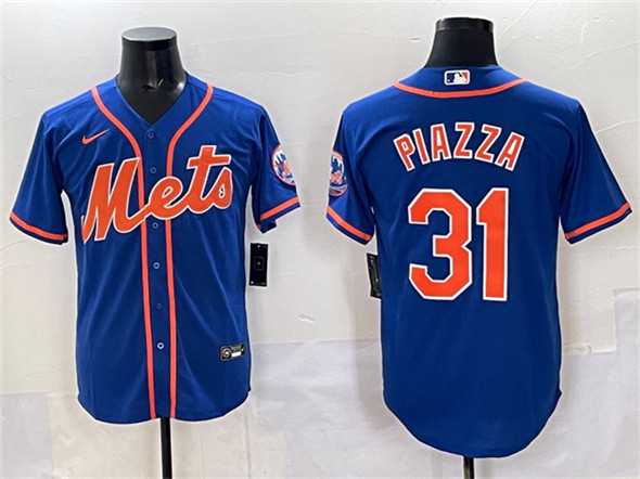 Mens New York Mets #31 Mike Piazza Blue Cool Base Stitched Jersey