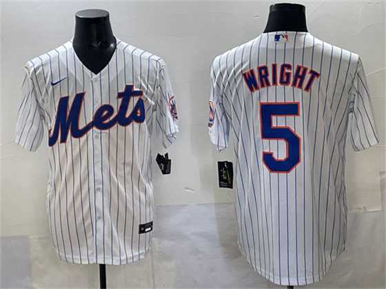 Mens New York Mets #5 David Wright White Stitched Jersey