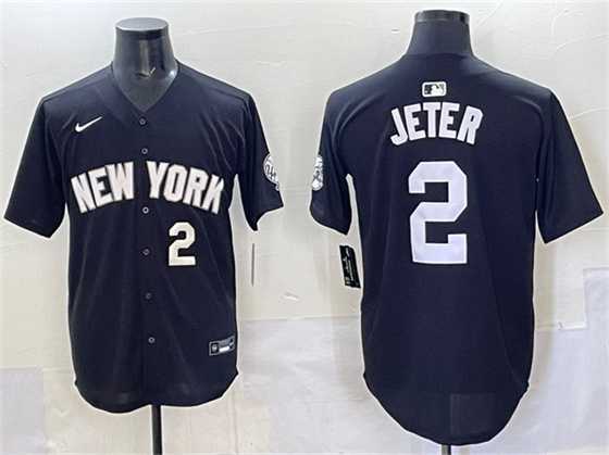 Mens New York Yankees #2 Derek Jeter Black Limited Stitched Jersey