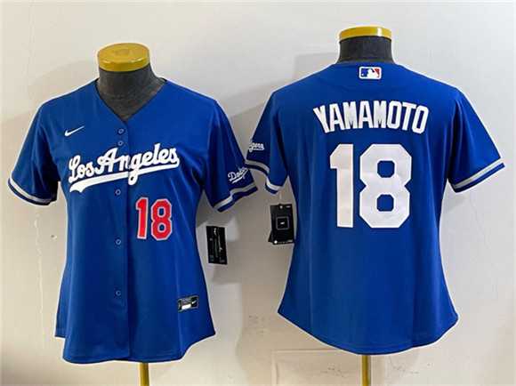 Youth Los Angeles Dodgers #18 Yoshinobu Yamamoto Royal Alternate Stadium Stitched Jersey