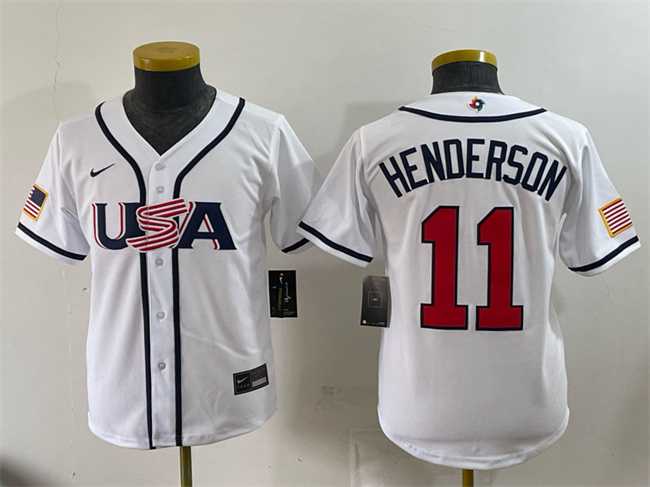 Youth USA Baseball #11 Gunnar Henderson White 2026 World Baseball Classic Home Stadium Stitched Jersey