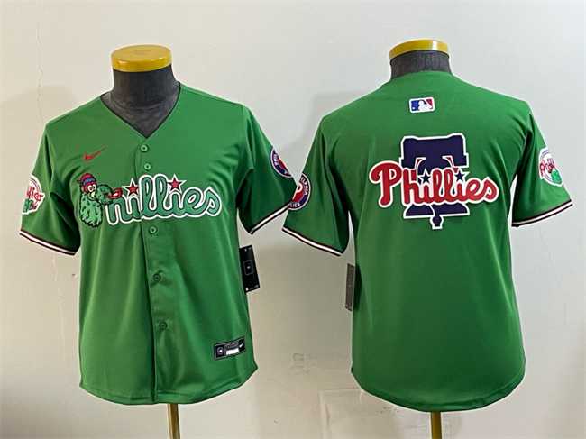 Youth Philadelphia Phillies Team Big Logo Green Phanatic Limited Stitched Jersey->mlb youth jerseys->MLB Jersey