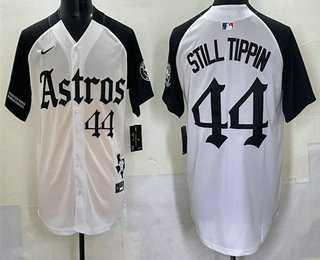 Mens Houston Astros #44 Still Tippin White Black Gothic Houston Born Barrio Raised Limited Stitched Jersey Dzhi->houston astros->MLB Jersey