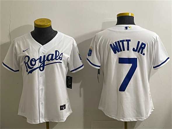 Youth Kansas City Royals #7 Bobby Witt Jr. White Cool Base Stitched Jersey