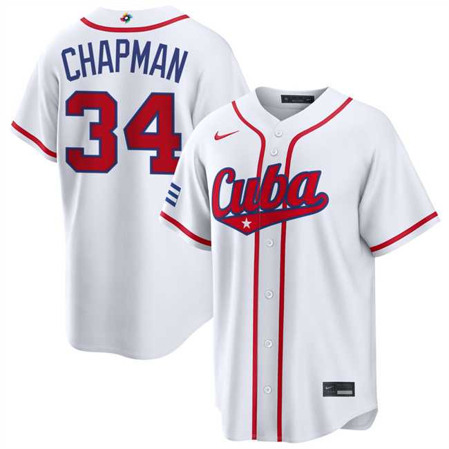 Mens Cuba Baseball #34 Emmanuel Chapman White 2026 World Baseball Classic Home Stadium Stitched Jersey
