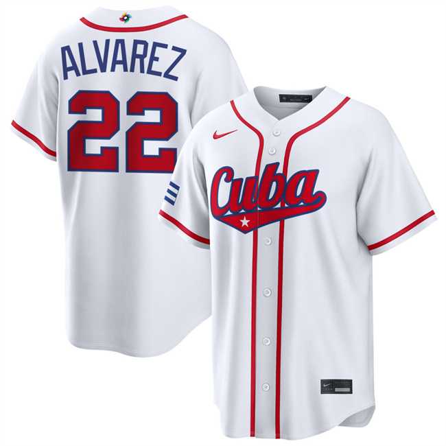 Mens Cuba Baseball #22 Frank Alvarez White 2026 World Baseball Classic Home Stadium Stitched Jersey