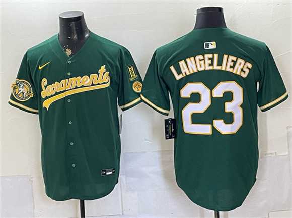 Mens Oakland Athletics #23 Shea Langeliers 2026 Green Alternate Sacramento Celebrating 125 Years Vapor Limited Stitched Jersey Dzhi